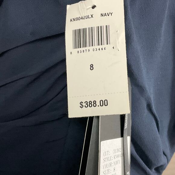 TADASHI SHOJI Dress Silk Chiffon Navy Blue Long 8 Formal Gown Event NWT $385 - Picture 11 of 16